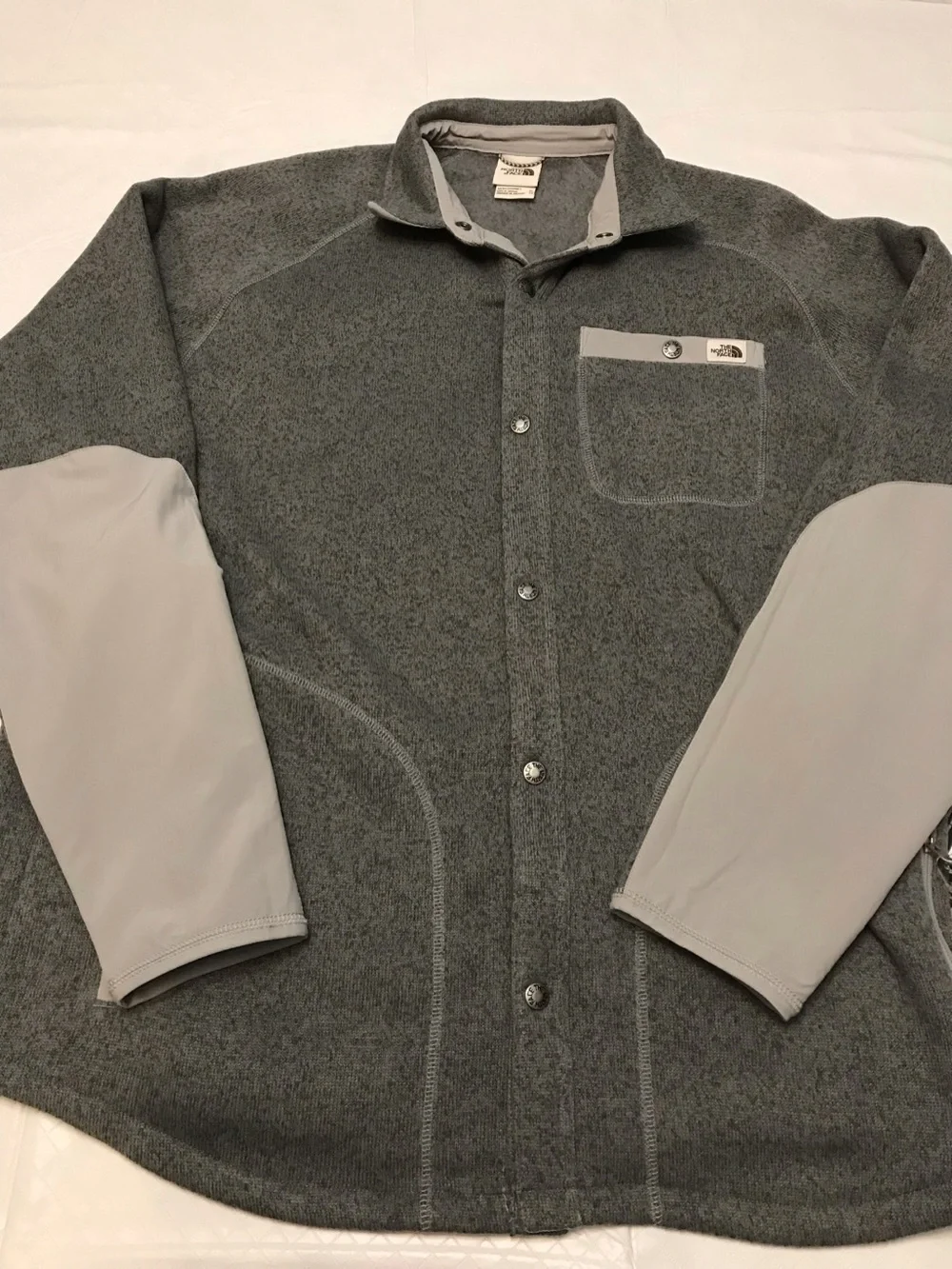 The North Face Men's Gray Two-Tone Fleece Snap Jacket